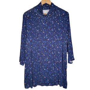 Torrid Size 3 Super Soft Knits Navy Blue Stars Cowl Neck Women's Long Sleeve Top